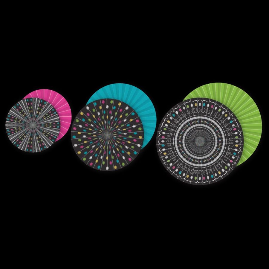 Chalkboard Brights Hanging Paper Fans