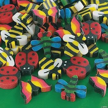 Bees, Butterflies, Dragonfly &amp; Ladybug Mini Erasers