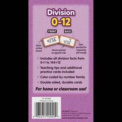Division Flash Cards - All Facts 0–12