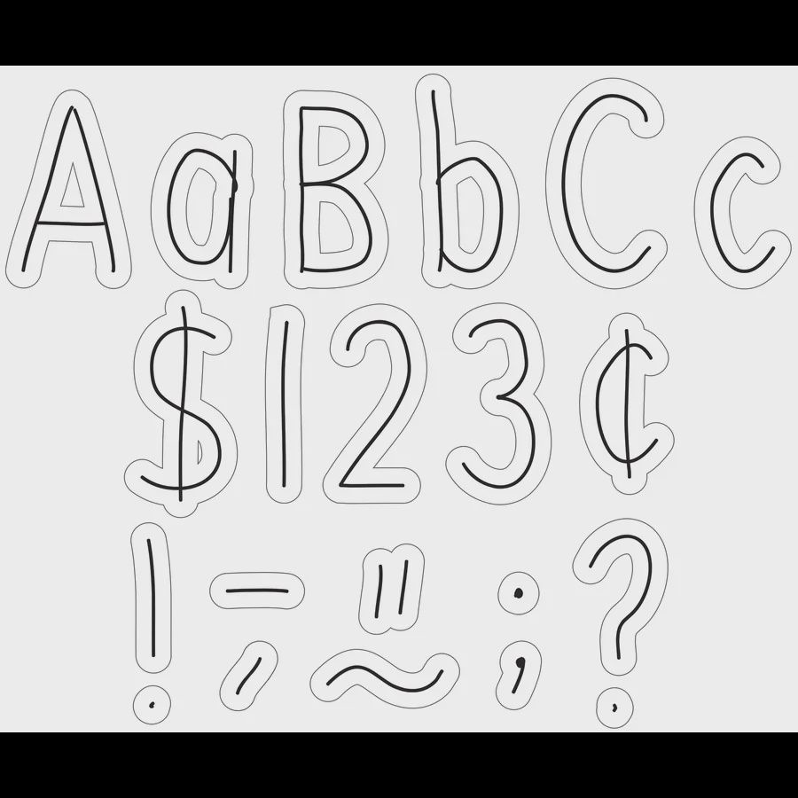 Black on White Hand Drawn 4" Letters Combo Pack