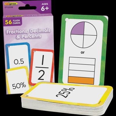 Fractions, Decimals &amp; Percents Flash Cards