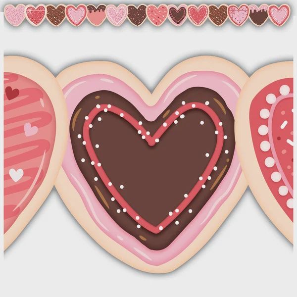 frosted heart cookie border