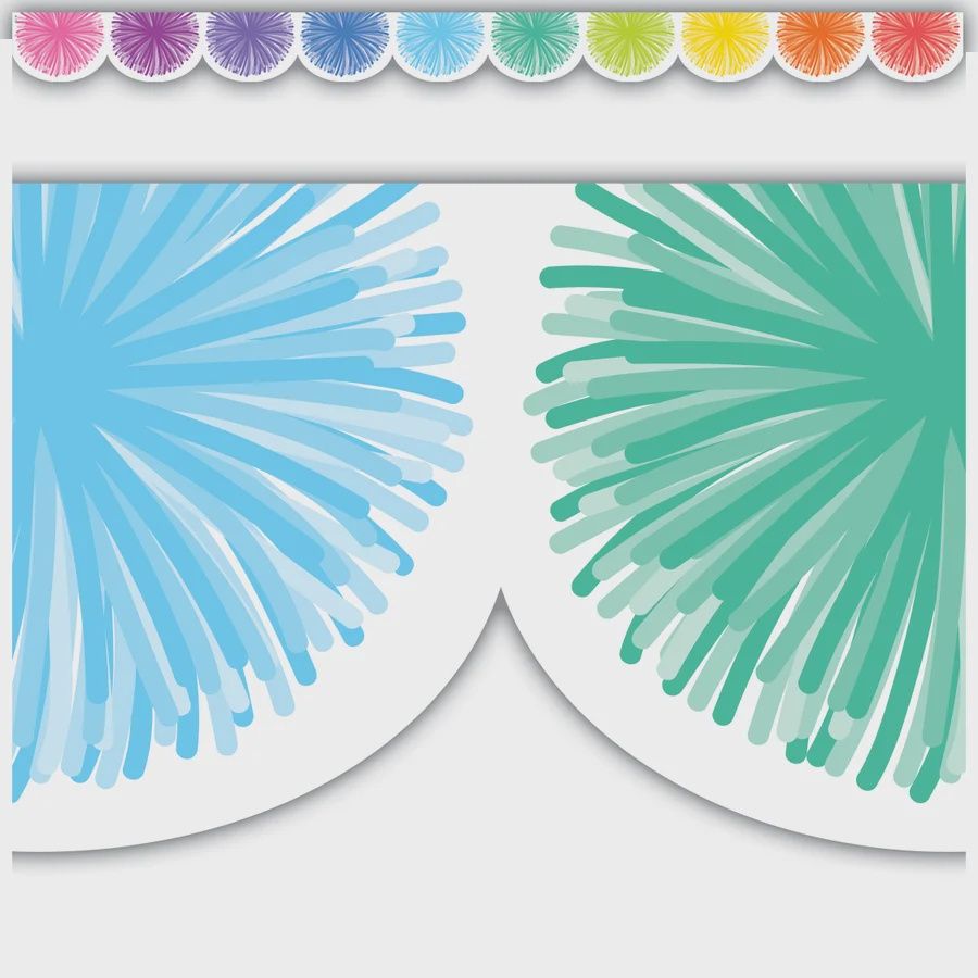 Colorful Pom Poms Border