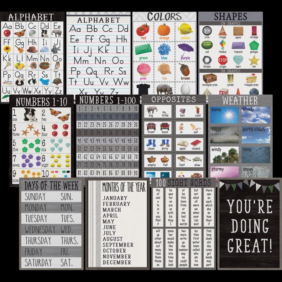 Modern Farmhouse Early Learning Small Poster Pack