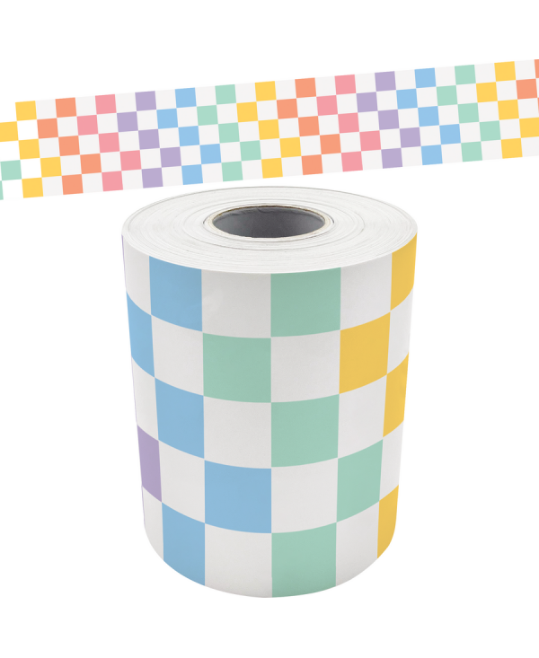 Cool for School Checkers Straight Rolled Border Trim