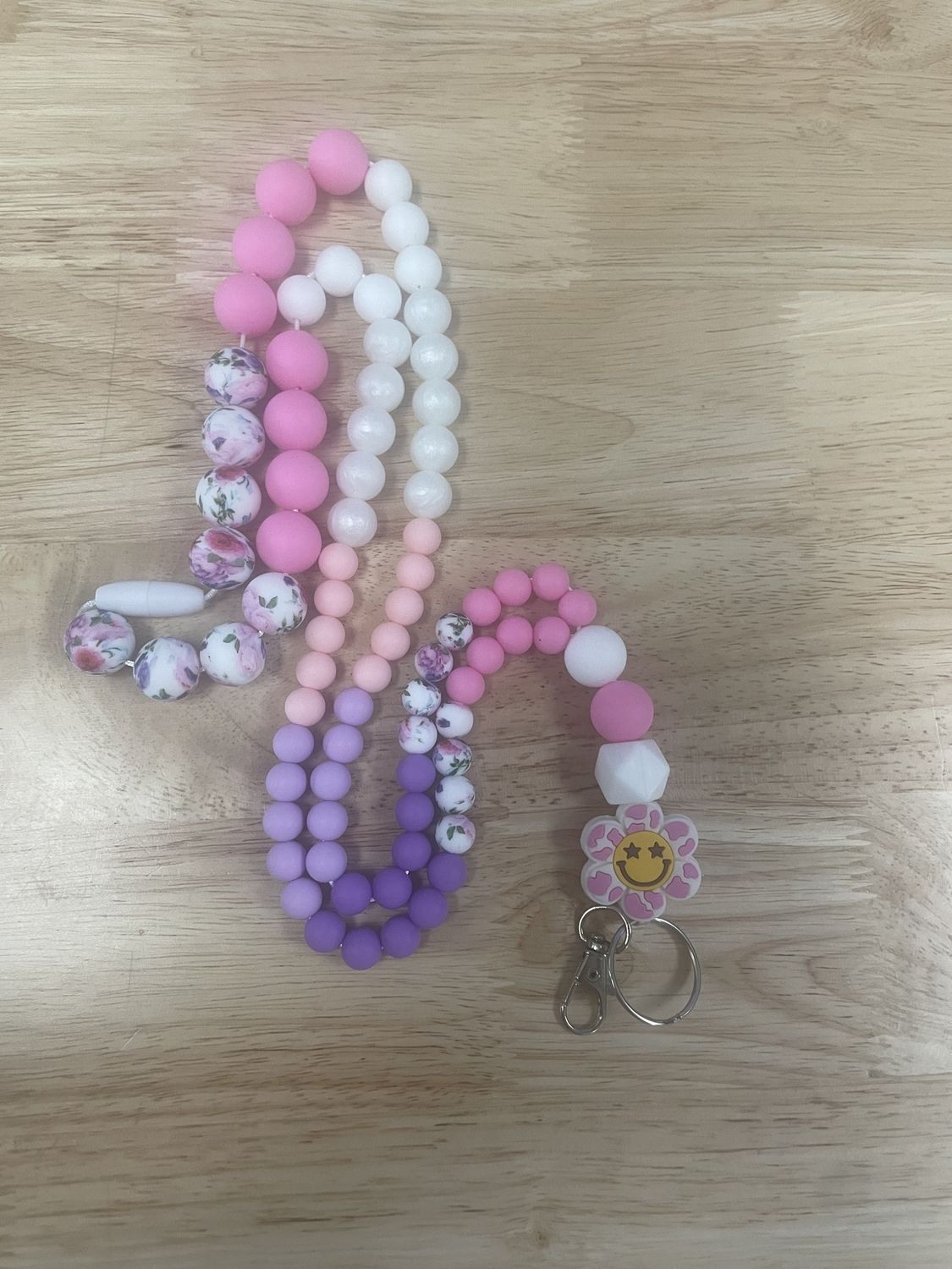 Full Beaded Smiley Face Lanyard