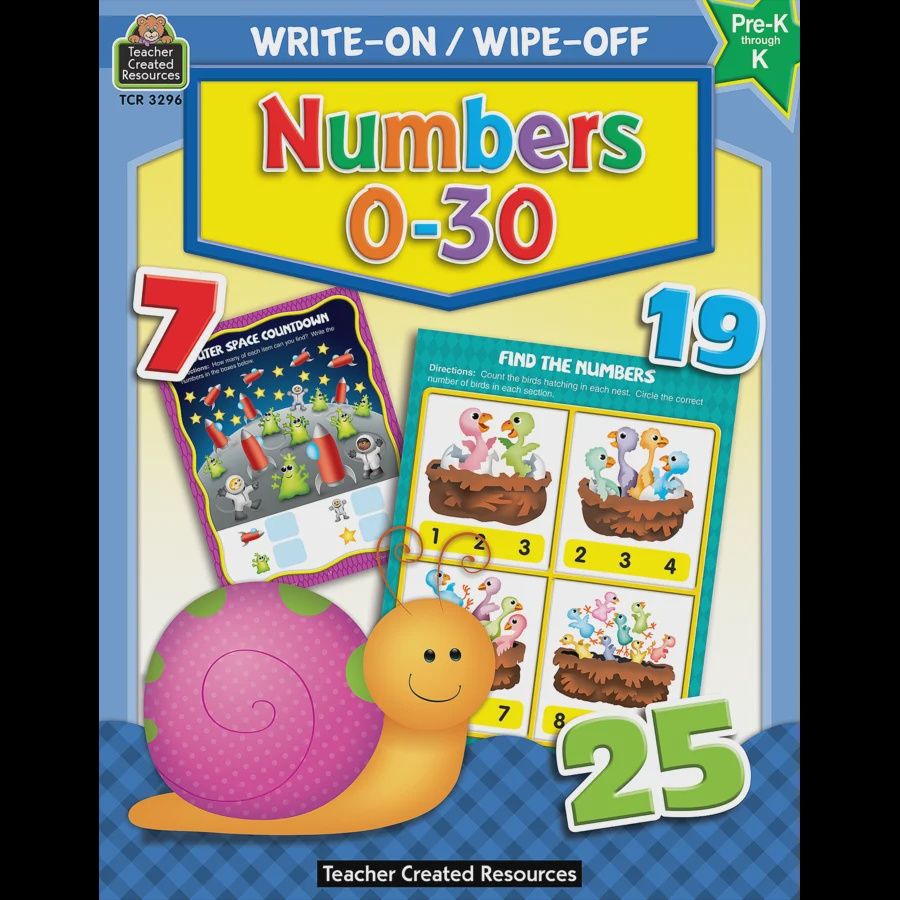 Write-On/Wipe-Off Numbers 0-30