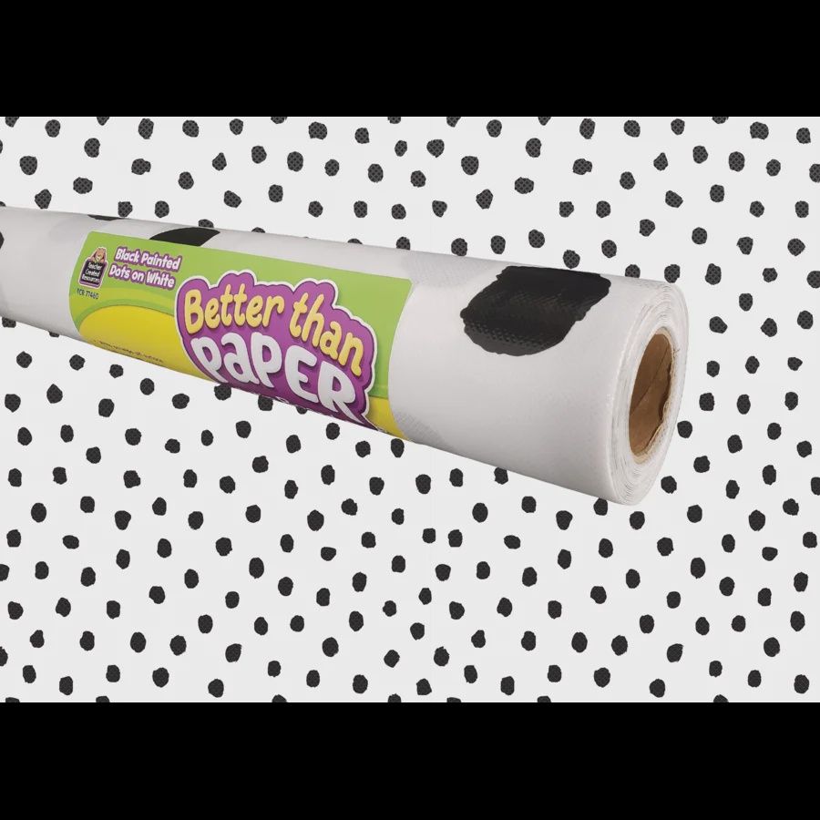 Black Painted Dots on White Better Than Paper Bulletin Board Roll