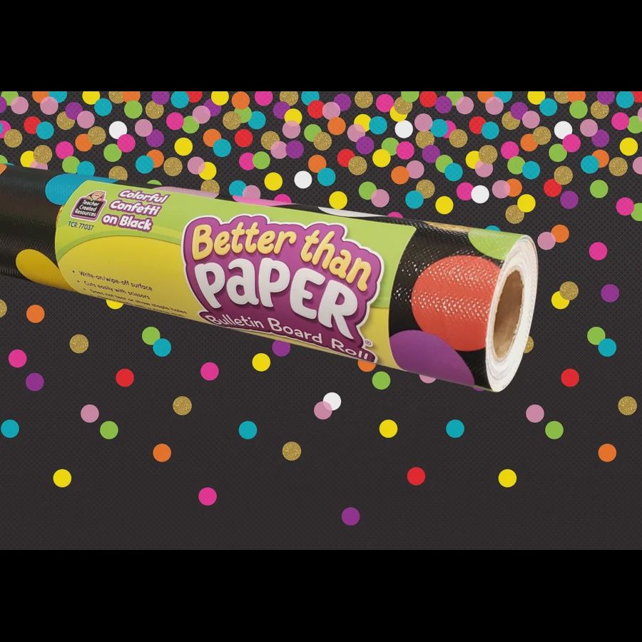 Colorful Confetti on Black Better Than Paper Bulletin Board Roll
