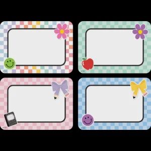 Cool for School Checkers Name Tags/Labels - Multi-Pack