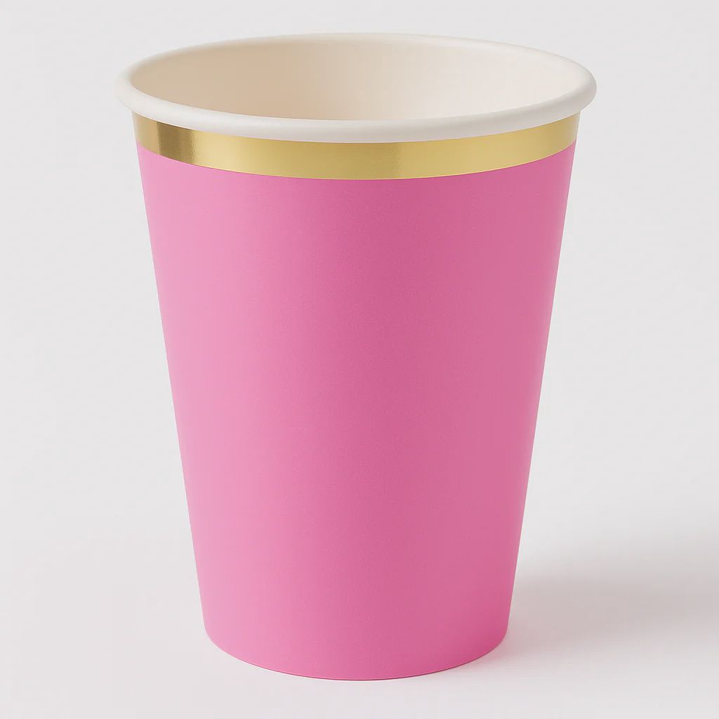 Bright Pink Hot/Cold Paper Goblets/12oz/8 pkg