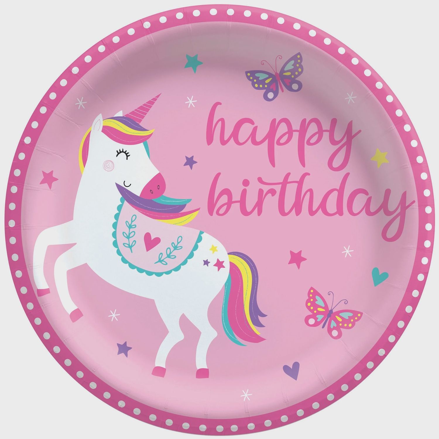 Enchanted Unicorn Happy Birthday/6.75" Paper Plates/8 count