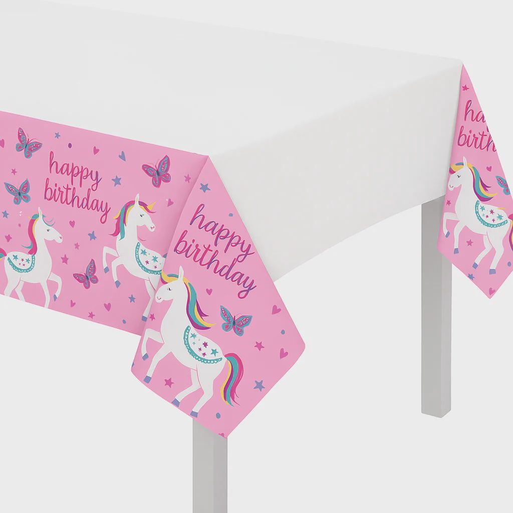 Enchanted Unicorn Table Cover/Plastic 54"x84"
