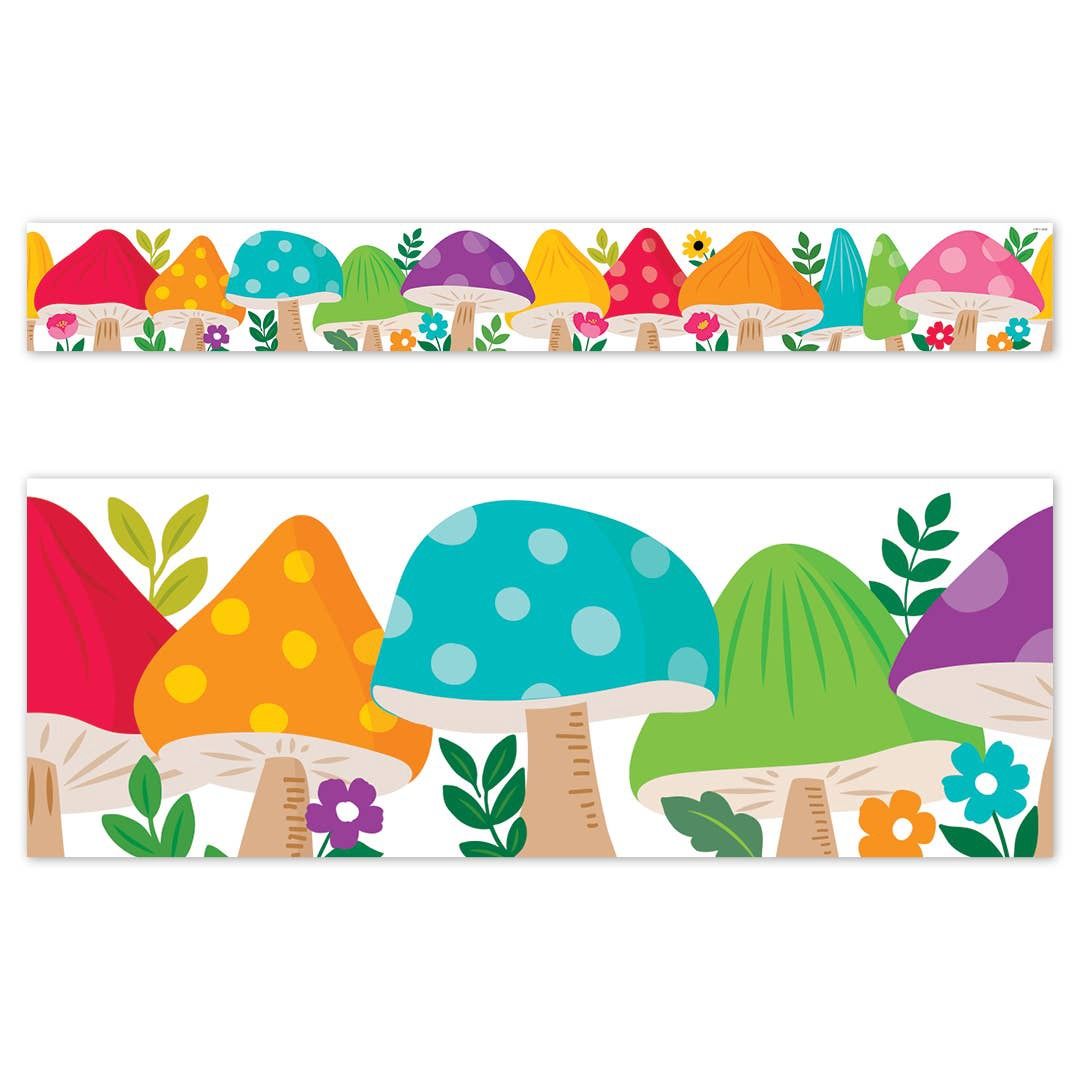 Woodland Friends Jumbo Mushrooms Border