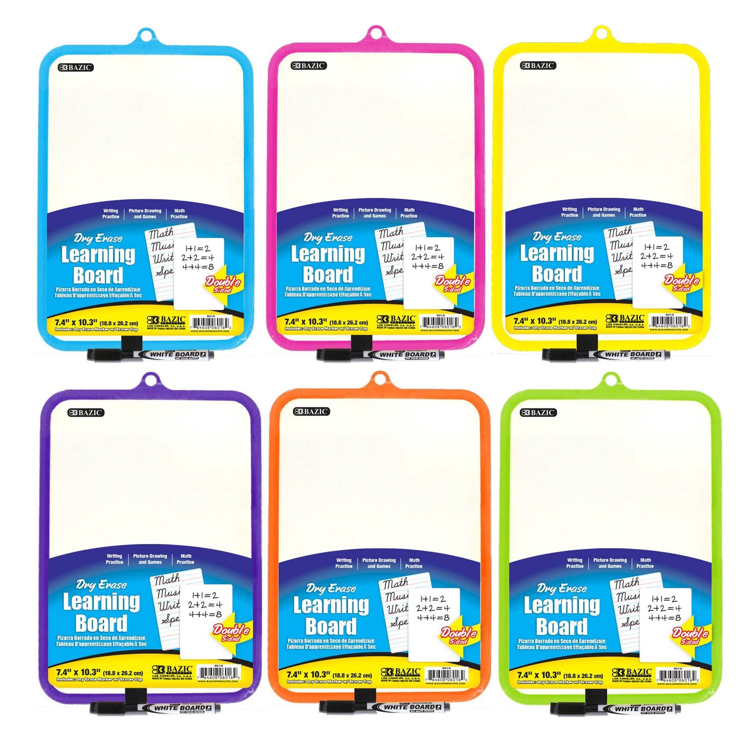 Double-Sided Dry Erase Learning Board, 7.4 x 10.3 In: 24