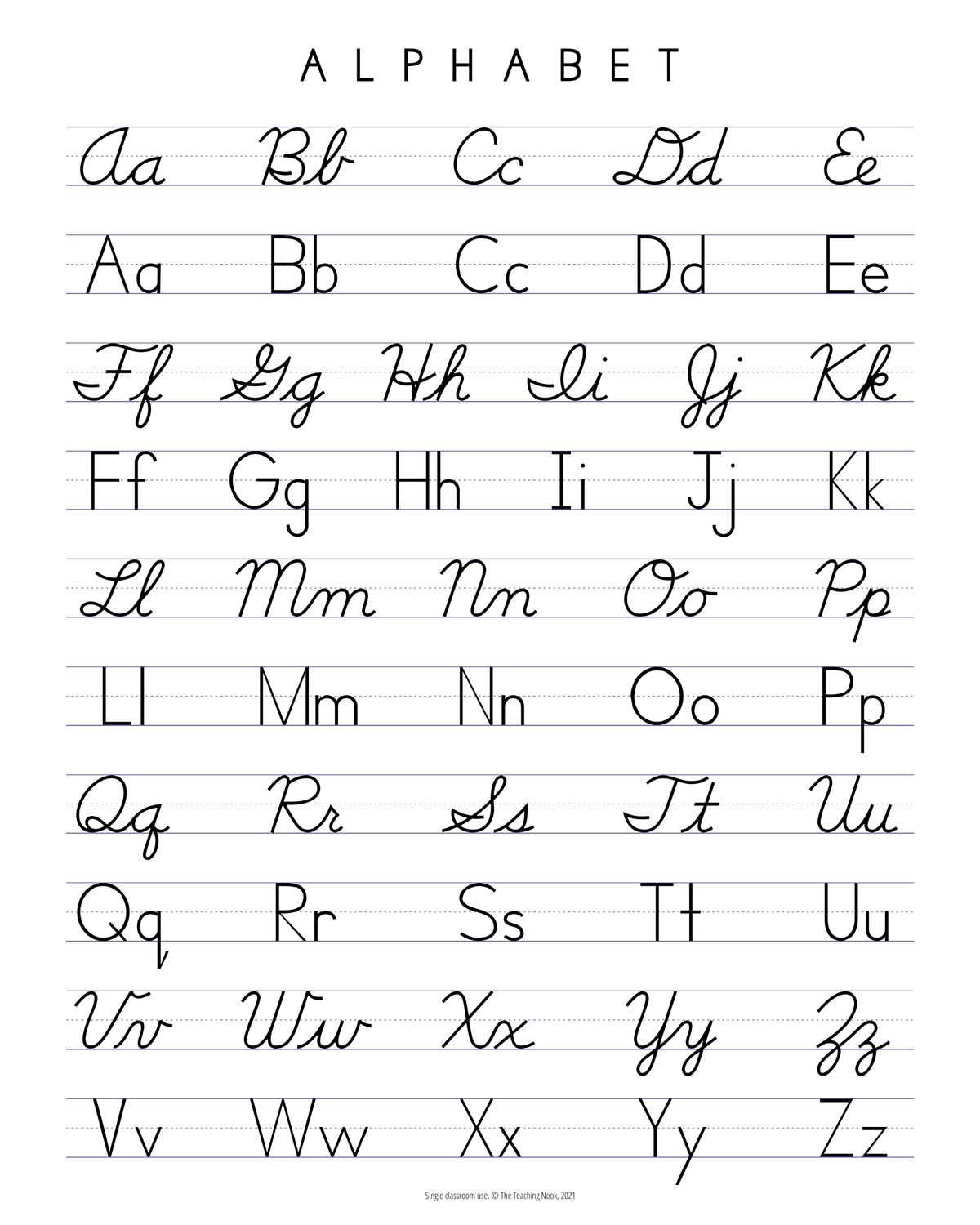 Alphabet, cursive/writing Poster