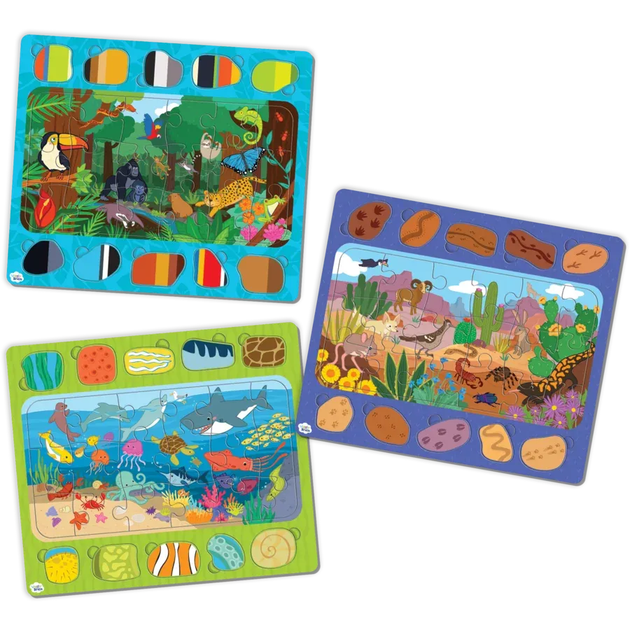 Wildlife In Focus Tray Puzzles 3-Pack