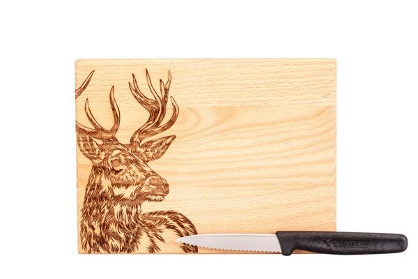 Messerbrett XL "Hirsch" 20x15x2cm, Buche