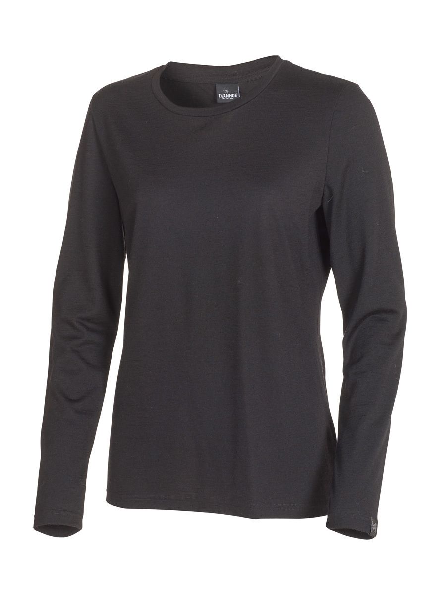Ivanhoe Merino Langarm Shirt, Damen, schwarz,