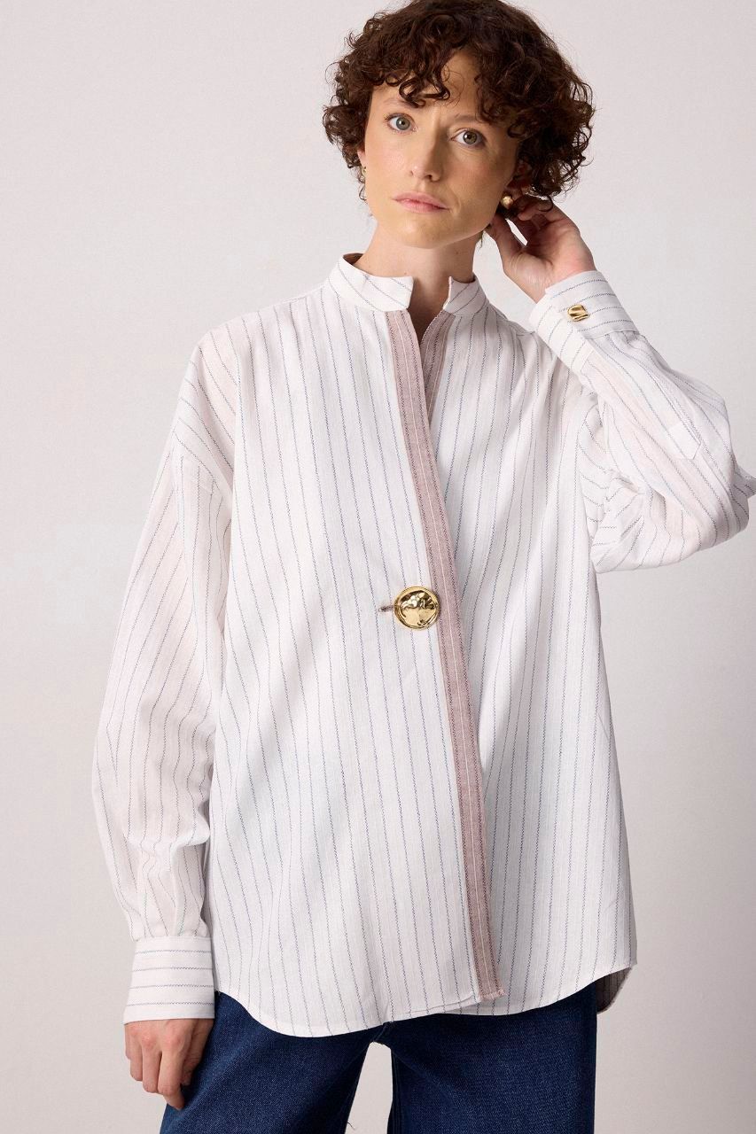 Contrast Stripped Tunic - Eccru