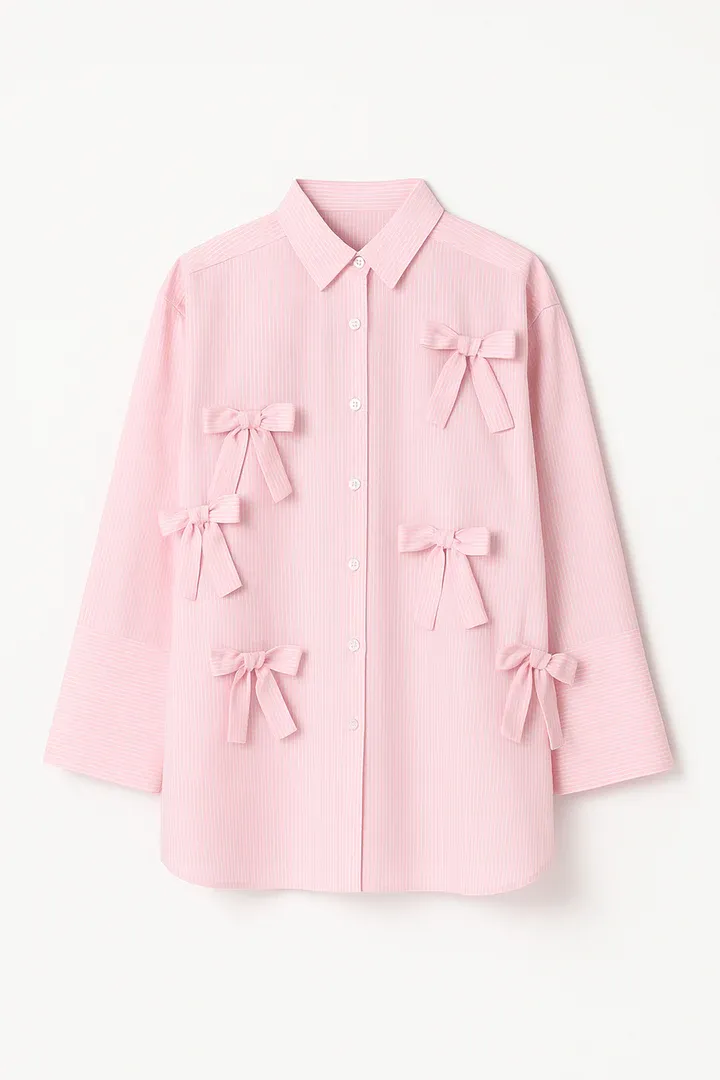 Cotton Striped Shirt with bow details