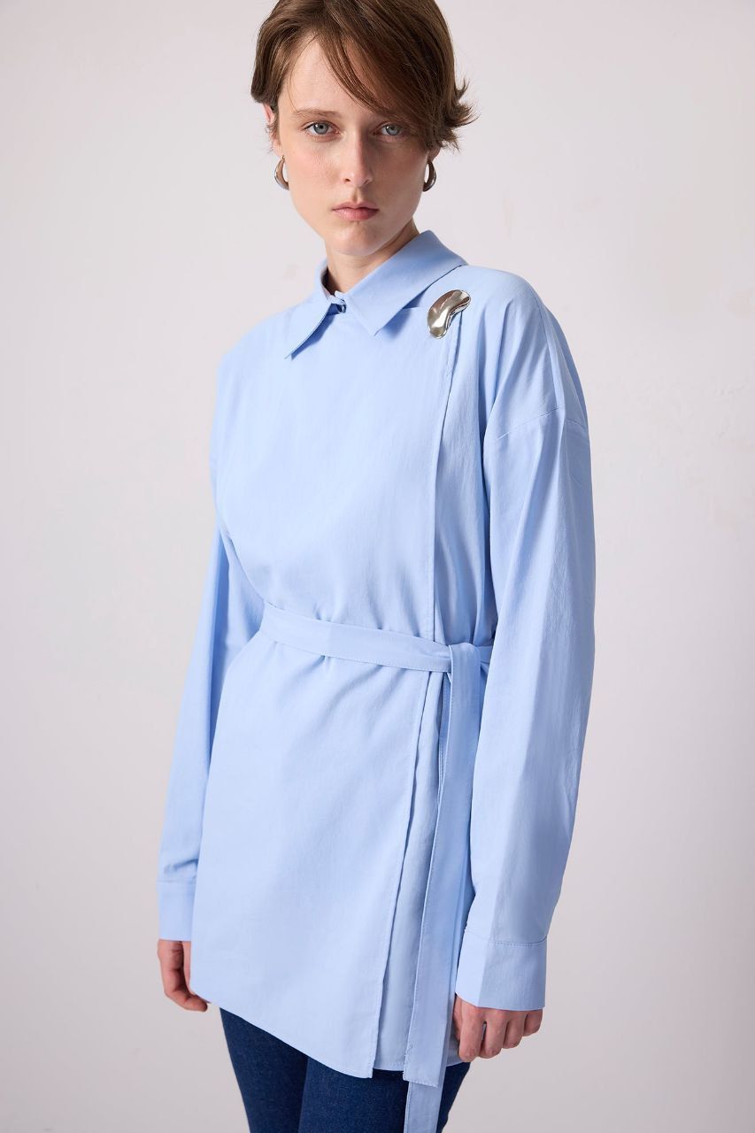 Metal Buttoned Waisted Belted Tunic