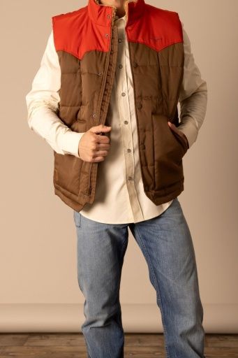 KIMES RANCH MEN'S MUIR TRAIL TWO TONED WESTERN VEST - BROWN