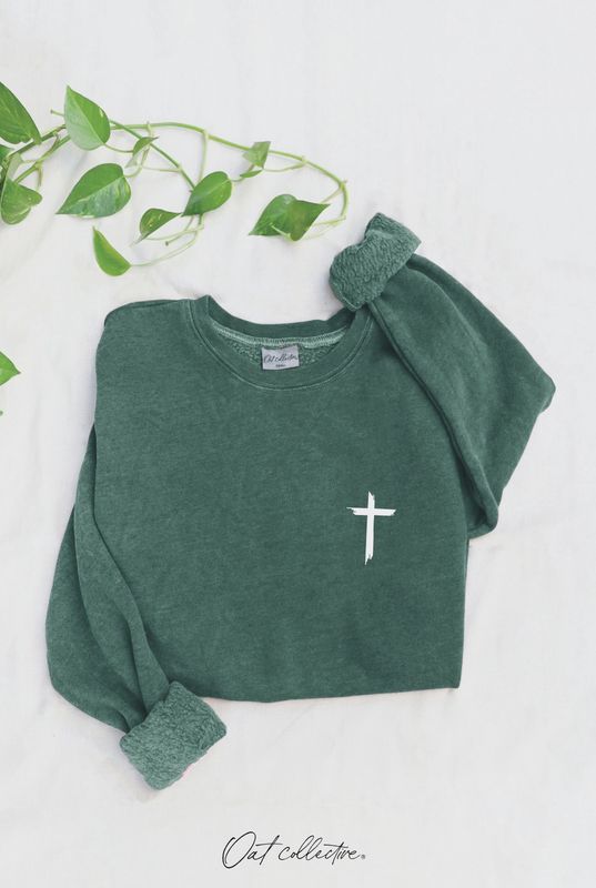 OAT COLLECTIVE WOMEN'S JESUS HAS MY BACK MINERAL CREW SWEATSHIRT