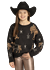 ROCK &amp; ROLL DENIM GIRLS' LUREX CONVERSATIONAL SWEATER - BLACK
