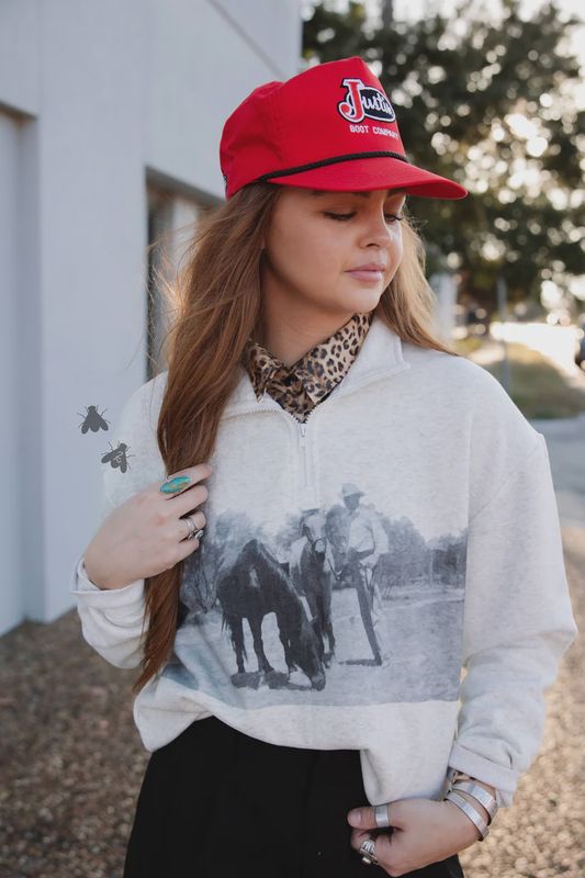 2 FLY CO. WOMEN'S LEGACY RANCH QUARTER ZIP SWEATSHIRT - HEATHER GRAY