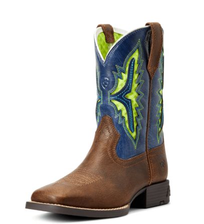 ARIAT BOYS' KOEL VENTTEK BOOT - BLUE/BRIGHT GREEN