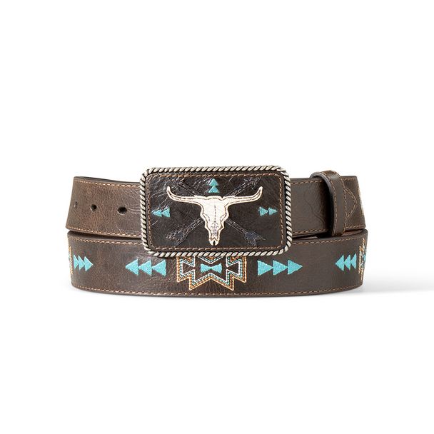 ARIAT BOYS' COW SKULL AND ARROWS BELT