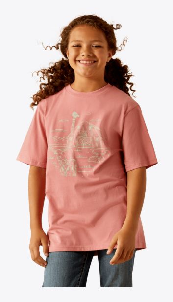ARIAT GIRLS' GRAPHIC TEE - DUSTY ROSE