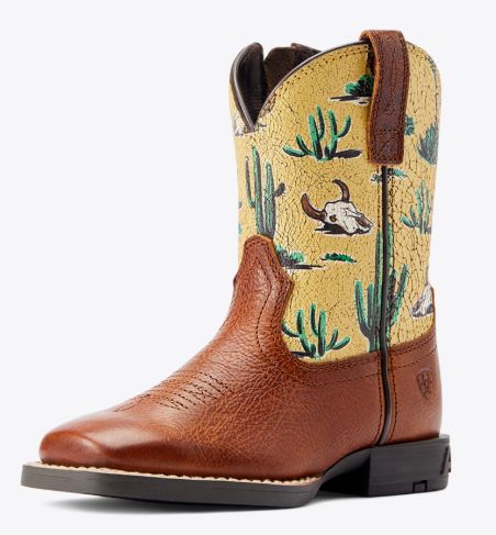 ARIAT KIDS' ROUND UP WIDE SQUARE TOE BOOT - SPICED CIDER/DESERT SCENE