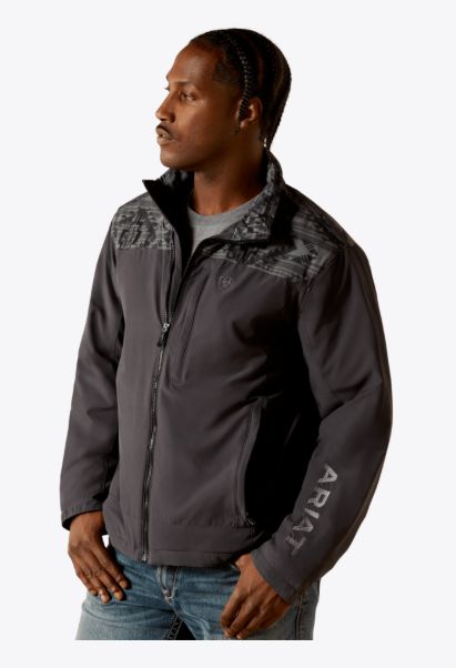 ARIAT MEN'S PIONEER STRETCHSHELL JACKET - CHARCOAL/GREY SOUTHWEST