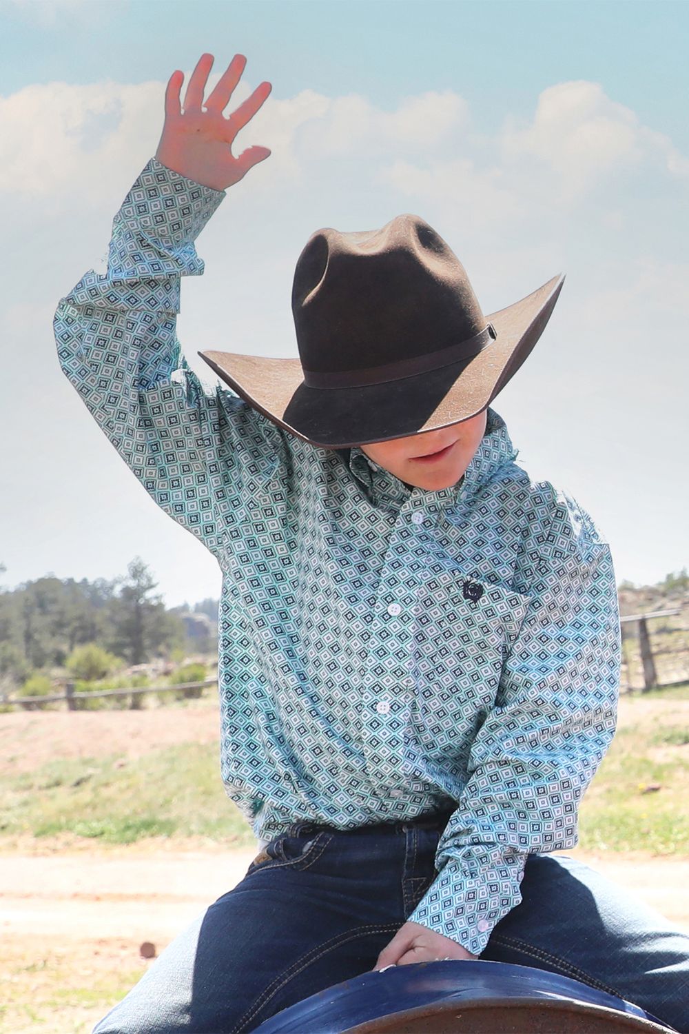 CINCH BOYS' PRINT LONG SLEEVE BUTTON SHIRT