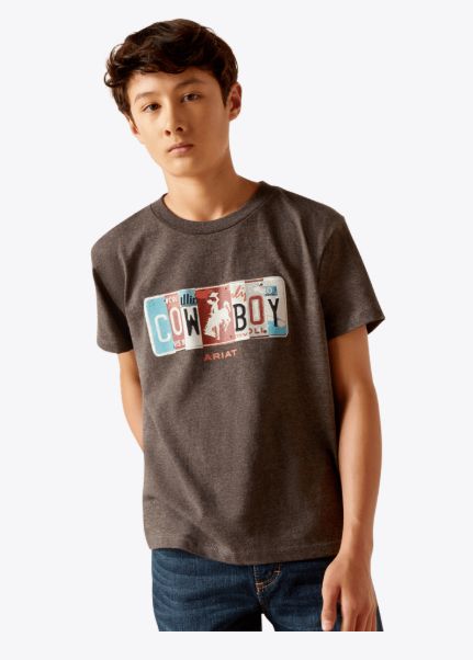 ARIAT BOYS' LICENSE PLATE COWBOY TEE