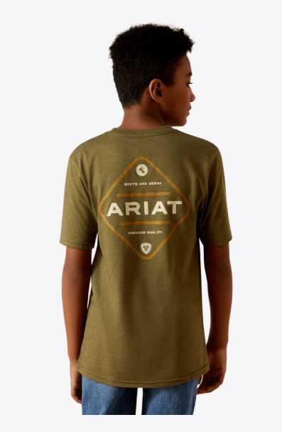ARIAT BOYS' ROPED DIAMOND SHORT SLEEVE TEE