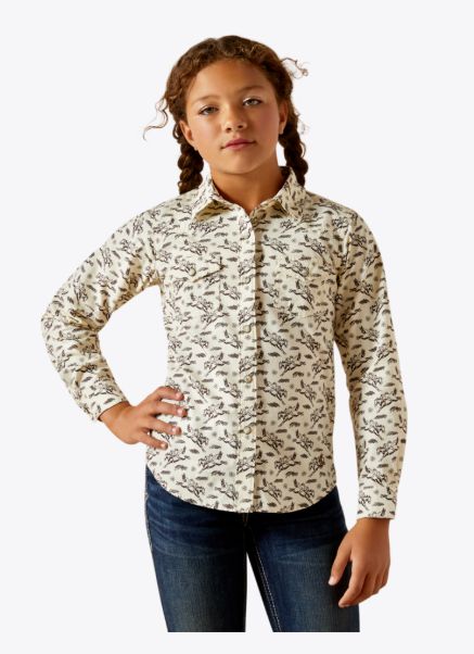 ARIAT GIRLS' RODEO TIME BUCKING HORSE LONG SLEEVE SNAP SHIRT