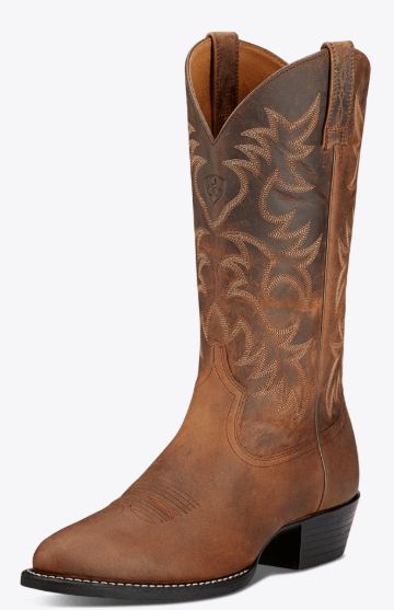 ARIAT MEN'S HERITAGE R-TOE WESTERN BOOT - DISTRESSED BROWN