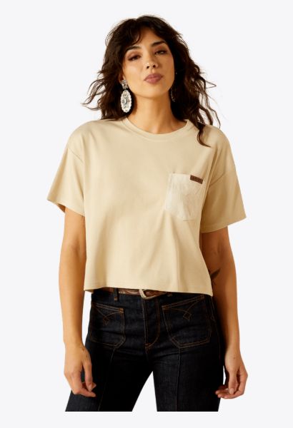 ARIAT WOMEN'S PATRON SHORT SLEEVE TOP - OYSTER