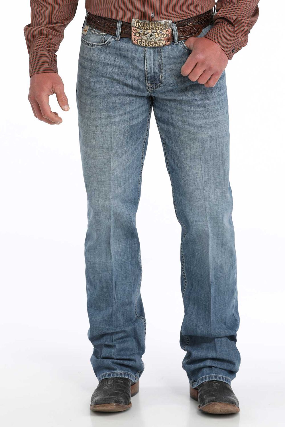 CINCH MEN'S GRANT RELAXED MID RISE BOOT CUT JEAN - MEDIUM STONEWASH