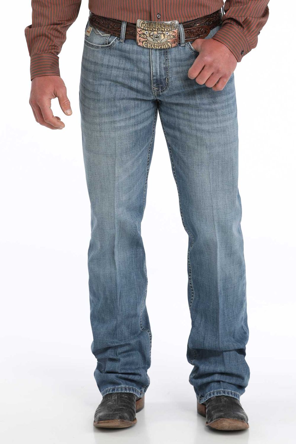 CINCH MEN'S GRANT RELAXED MID RISE BOOTCUT JEAN - MEDIUM STONEWASH
