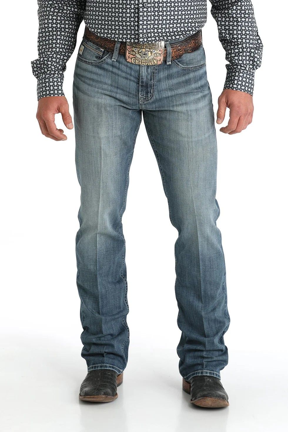 CINCH MEN'S IAN MID RISE SLIM FIT BOOT CUT JEAN -MEDIUM STONE