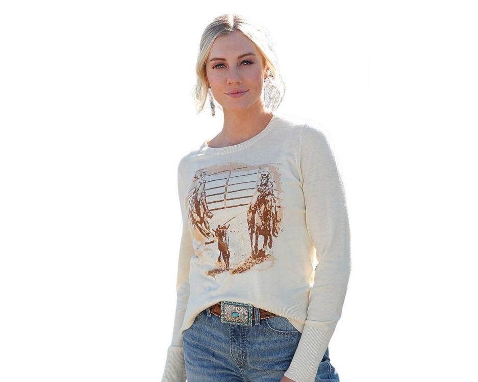 CRUEL DENIM WOMEN'S GRAPHIC PRINT SWEATER - CREAM