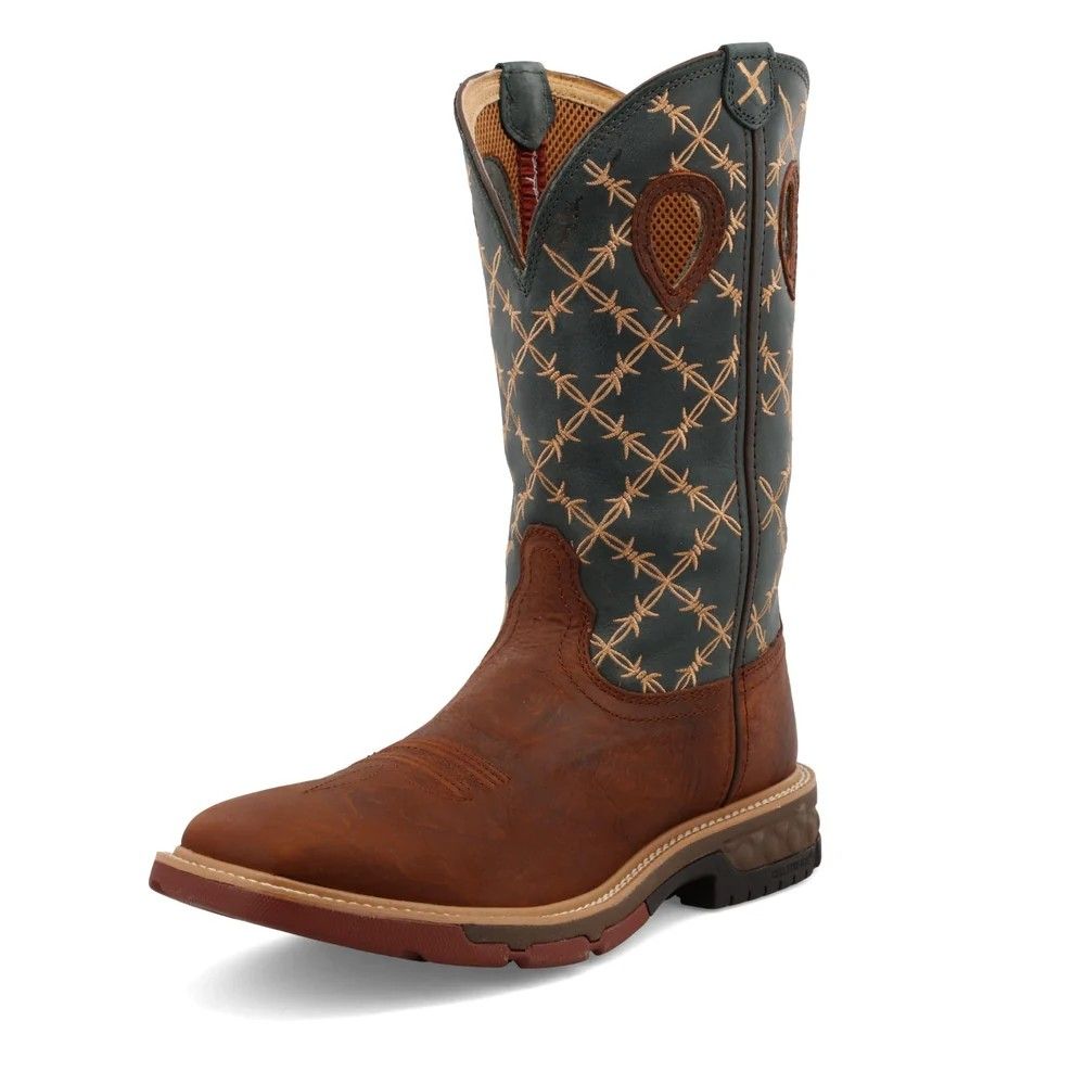 TWISTED X MEN'S 12 WESTERN WORK / CELL STRETCH BOOT - MOCCASINHA/SLATE