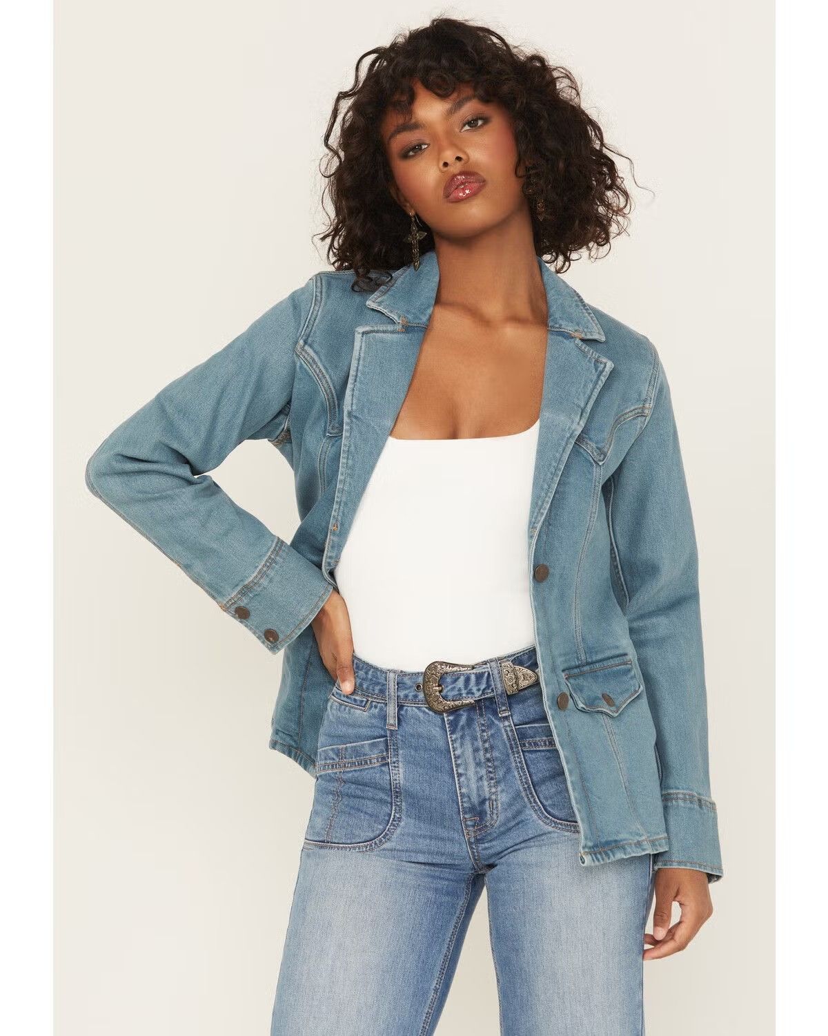 WRANGLER WOMEN'S RETRO DENIM BLAZER - LIGHT DENIM