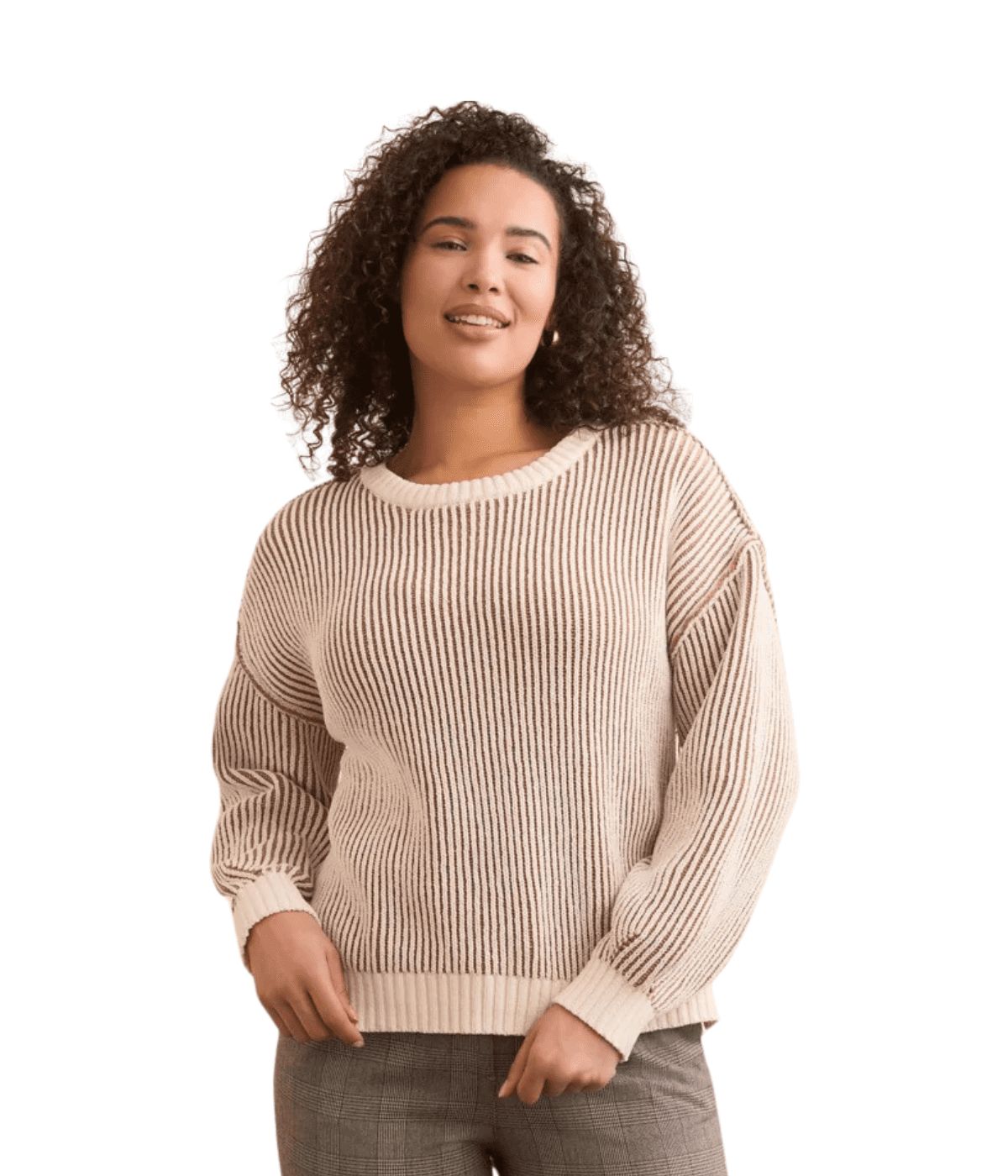 TRIBAL WOMEN'S CREWNECK SIDE SLITS SWEATER