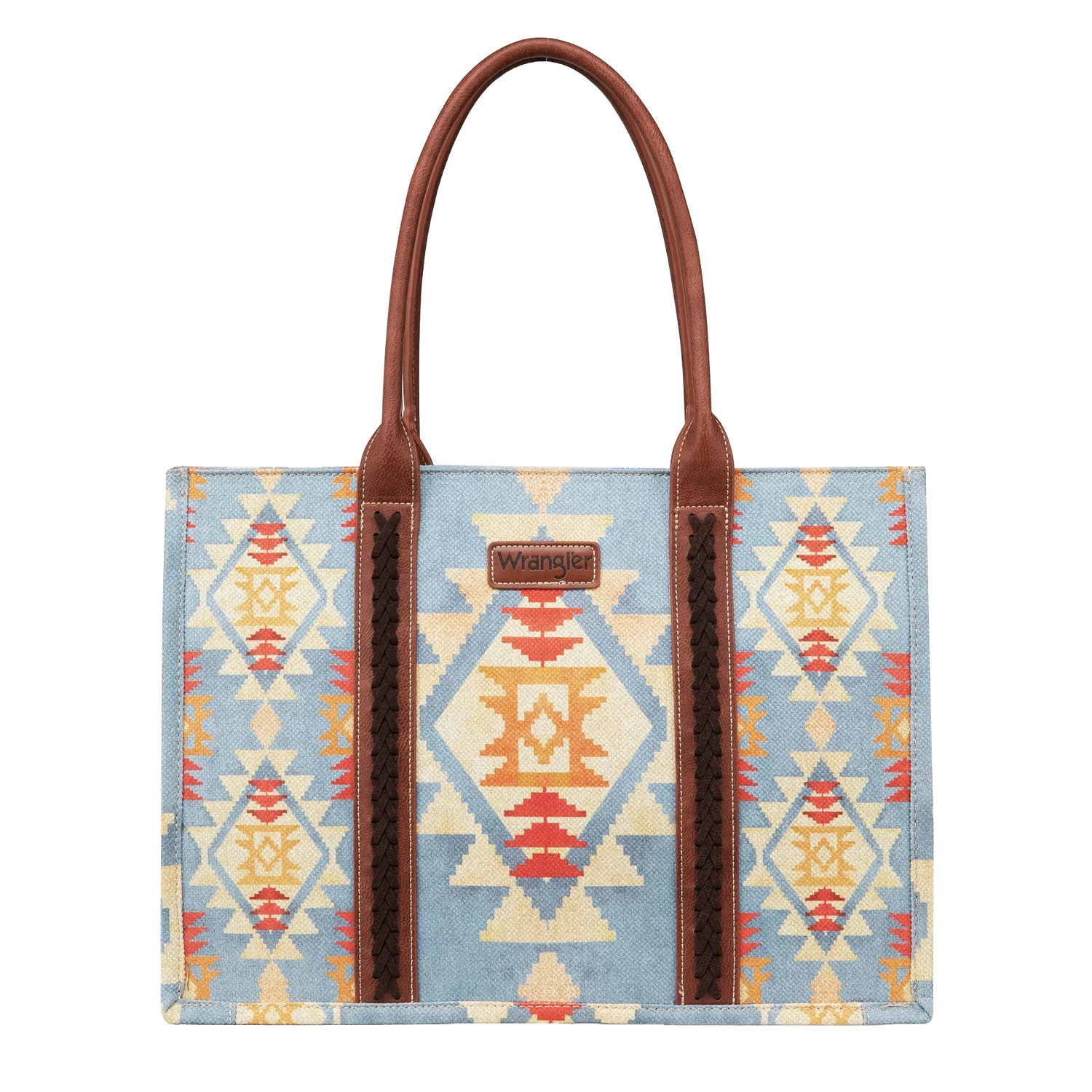 WRANGLER SOUTHWESTERN DUAL SIDED PRINT CANVAS WIDE TOTE