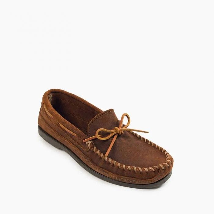 MINNETONKA MEN'S DOUBLE BOTTOM HARD SOLE RUFFOUT MOCS